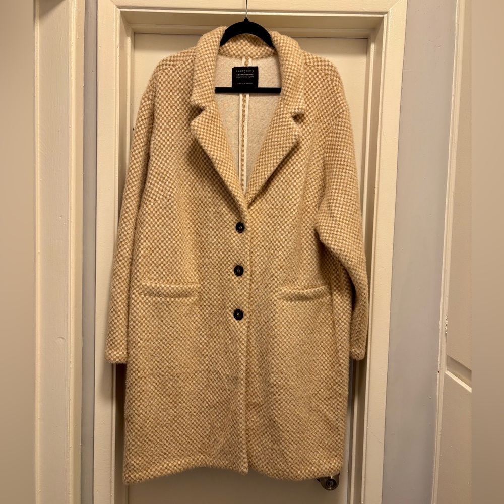 Sanctuary Hometown Fuzzy Knit Coat | Anthropologie | 3X | Light Sand | Like New